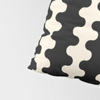 Black and Cream Ogee A-Go-Go Retro Pop Wavy Stripe Pattern Pillow Sham Gallery Image 4