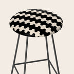 Black and Cream Ogee A-Go-Go Retro Pop Wavy Stripe Pattern Stool Gallery Image 2