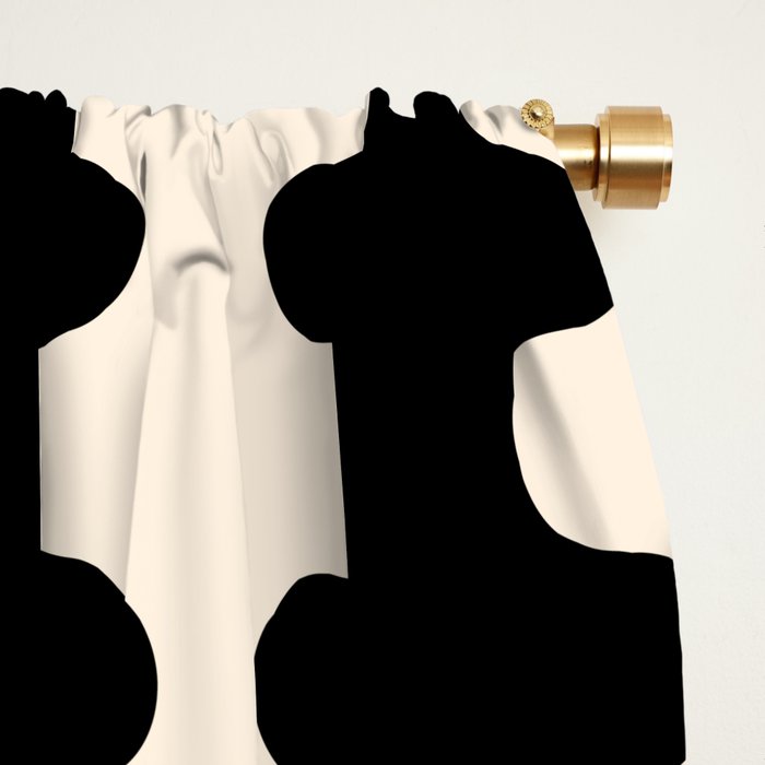 Black and Cream Ogee A-Go-Go Retro Pop Wavy Stripe Pattern Window Curtain Gallery Image 2