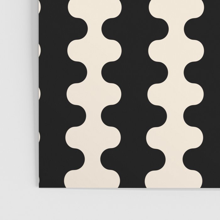 Black and Cream Ogee A-Go-Go Retro Pop Wavy Stripe Pattern Poster Gallery Image 3