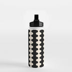 Black and Cream Ogee A-Go-Go Retro Pop Wavy Stripe Pattern Water Bottle Gallery Image 2