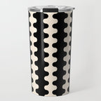 Black and Cream Ogee A-Go-Go Retro Pop Wavy Stripe Pattern Travel Mug Gallery Image 1