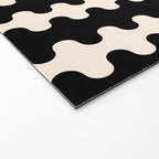 Black and Cream Ogee A-Go-Go Retro Pop Wavy Stripe Pattern Welcome Mat Gallery Image 2