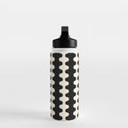 Black and Cream Ogee A-Go-Go Retro Pop Wavy Stripe Pattern Water Bottle Gallery Image 3