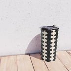 Black and Cream Ogee A-Go-Go Retro Pop Wavy Stripe Pattern Travel Mug Gallery Image 4
