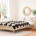 Black and Cream Ogee A-Go-Go Retro Pop Wavy Stripe Pattern Duvet Cover Gallery Image 2