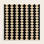 Black and Cream Ogee A-Go-Go Retro Pop Wavy Stripe Pattern Wood Wall Art Gallery Image 1