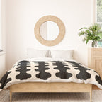 Black and Cream Ogee A-Go-Go Retro Pop Wavy Stripe Pattern Duvet Cover Gallery Image 3