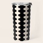 Black and Cream Ogee A-Go-Go Retro Pop Wavy Stripe Pattern Travel Mug Gallery Image 2
