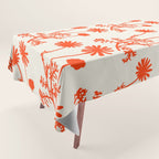 Wild Daisies Floral Botanical Pattern in Orange and Off White Tablecloth Gallery Image 1
