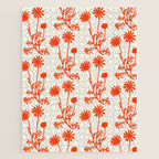 Wild Daisies Floral Botanical Pattern in Orange and Off White Jigsaw Puzzle Gallery Image 1