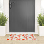 Wild Daisies Floral Botanical Pattern in Orange and Off White Welcome Mat Gallery Image 3