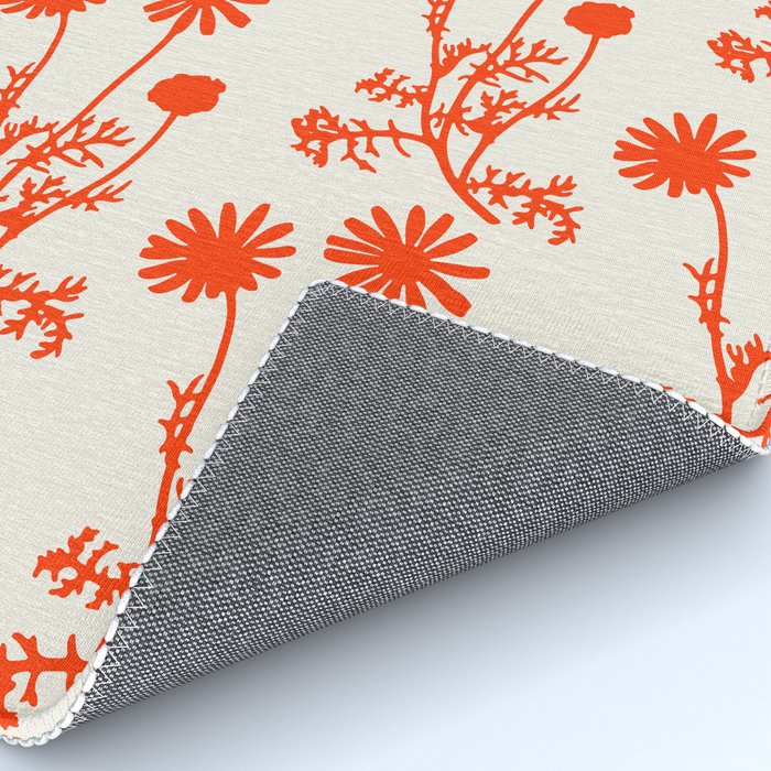 Wild Daisies Floral Botanical Pattern in Orange and Off White Rug Gallery Image 4