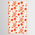 Wild Daisies Floral Botanical Pattern in Orange and Off White Tablecloth Gallery Image 2