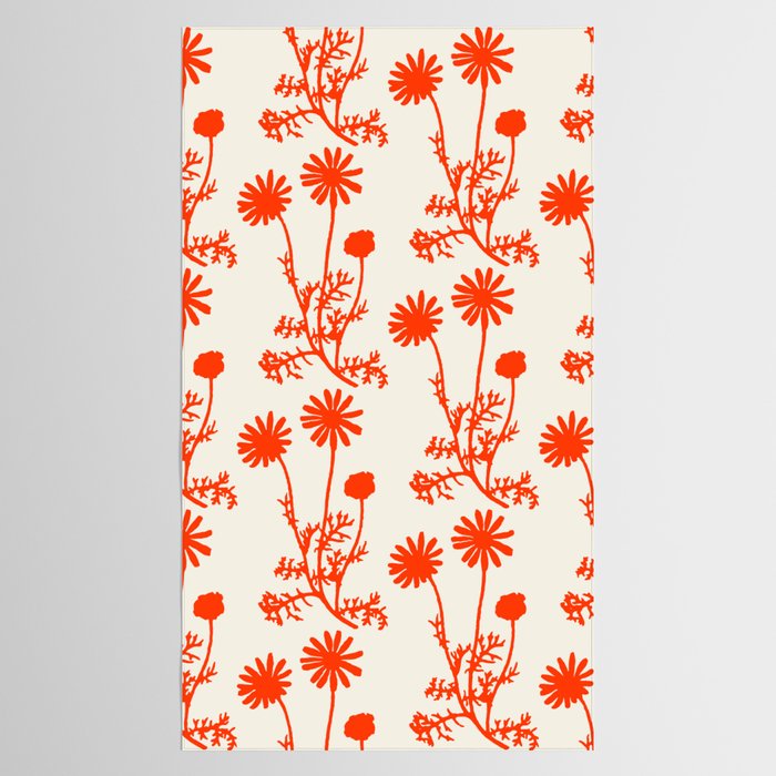 Wild Daisies Floral Botanical Pattern in Orange and Off White Tablecloth Gallery Image 2