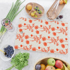 Wild Daisies Floral Botanical Pattern in Orange and Off White Cutting Board Gallery Image 2