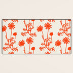 Wild Daisies Floral Botanical Pattern in Orange and Off White Desk Mat Gallery Image 3