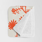 Wild Daisies Floral Botanical Pattern in Orange and Off White Throw Blanket Gallery Image 3