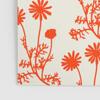 Wild Daisies Floral Botanical Pattern in Orange and Off White Poster Gallery Image 3