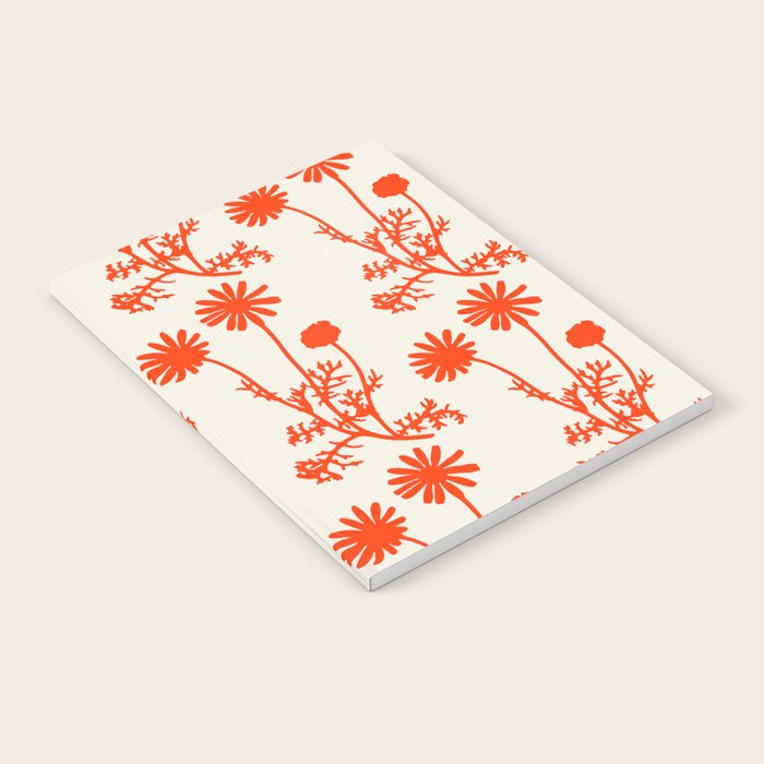Wild Daisies Floral Botanical Pattern in Orange and Off White Notebook Gallery Image 2