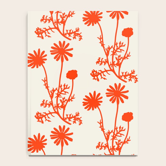 Wild Daisies Floral Botanical Pattern in Orange and Off White Notebook Gallery Image 4