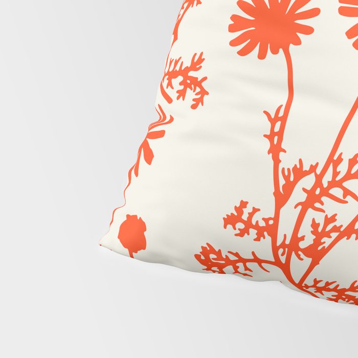 Wild Daisies Floral Botanical Pattern in Orange and Off White Pillow Sham Gallery Image 4