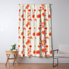 Wild Daisies Floral Botanical Pattern in Orange and Off White Window Curtain Gallery Image 5