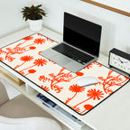 Wild Daisies Floral Botanical Pattern in Orange and Off White Desk Mat Gallery Image 2