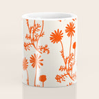 Wild Daisies Floral Botanical Pattern in Orange and Off White Coffee Mug Gallery Image 4