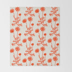 Wild Daisies Floral Botanical Pattern in Orange and Off White Throw Blanket Gallery Image 2