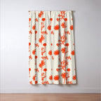 Wild Daisies Floral Botanical Pattern in Orange and Off White Window Curtain Gallery Image 3