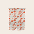 Wild Daisies Floral Botanical Pattern in Orange and Off White Wall Hanging Gallery Image 1
