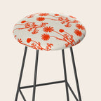 Wild Daisies Floral Botanical Pattern in Orange and Off White Stool Gallery Image 2