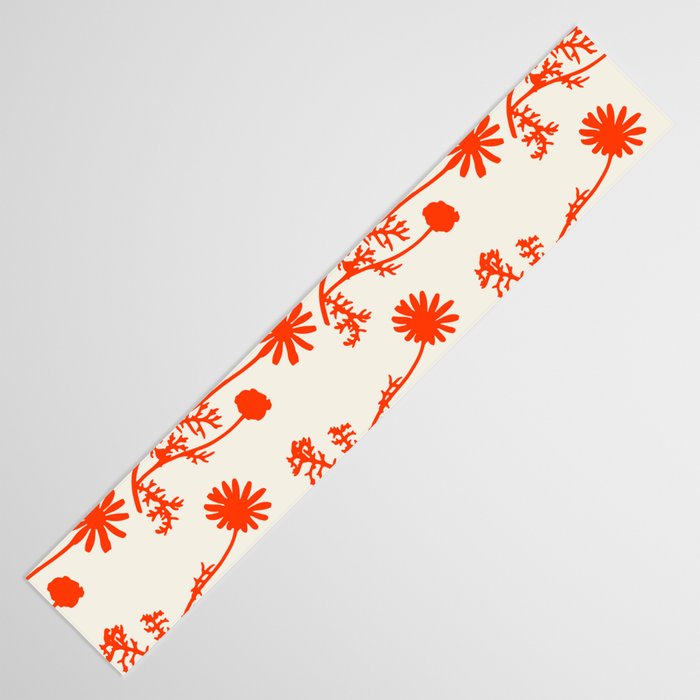 Wild Daisies Floral Botanical Pattern in Orange and Off White Table Runner Gallery Image 3