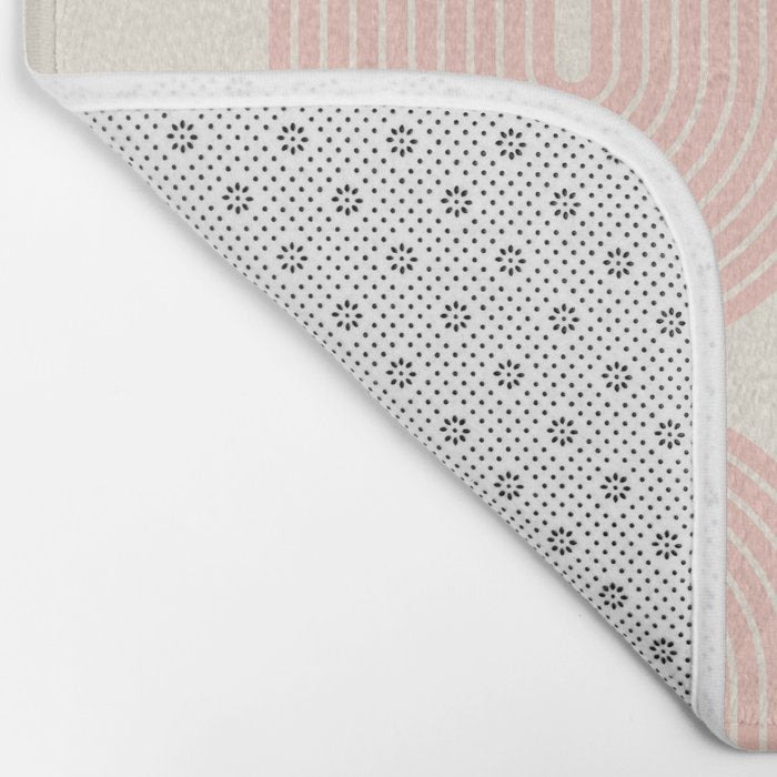 Mid Century Modern Geometric 43 in Coral Orange (Rainbow and Sun Abstraction) Bath Mat Gallery Image 2