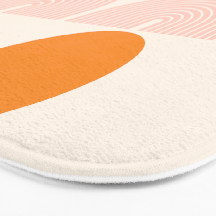 Mid Century Modern Geometric 43 in Coral Orange (Rainbow and Sun Abstraction) Bath Mat Gallery Image 3