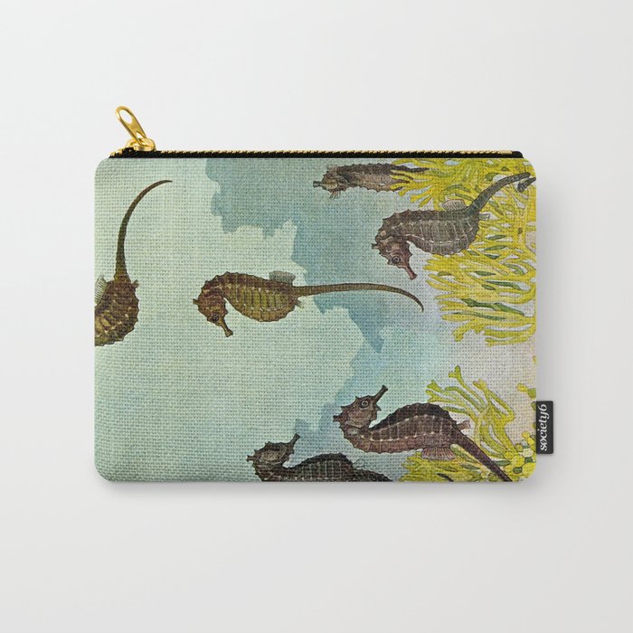 Hippocampus - Hashime Murayama - 1920 Seahorse Illustration Marine Life Carry All Pouch Gallery Image 1