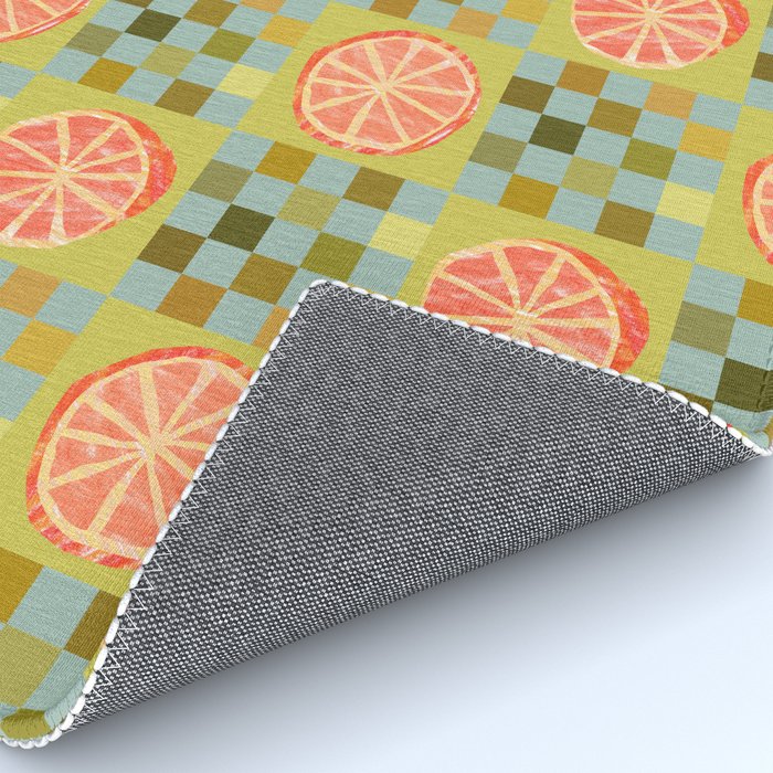 Checkered Citrus Fruit in Sage & Orange Rug Gallery Image 4