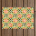Checkered Citrus Fruit in Sage & Orange Outdoor Rug Gallery Image 1