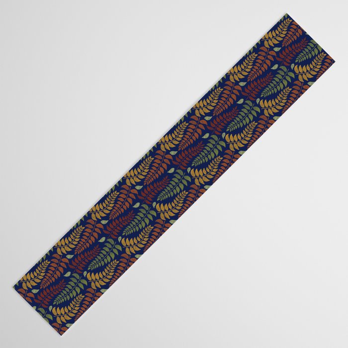 Leaf Fronds in Fall Colors on Navy Blue Table Runner Gallery Image 3