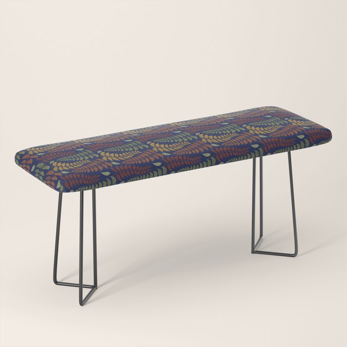 Leaf Fronds in Fall Colors on Navy Blue Bench Gallery Image 1
