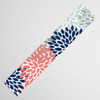Festive, Flowers Print, Blue, Coral, Aqua, Gray Table Runner Gallery Image 3