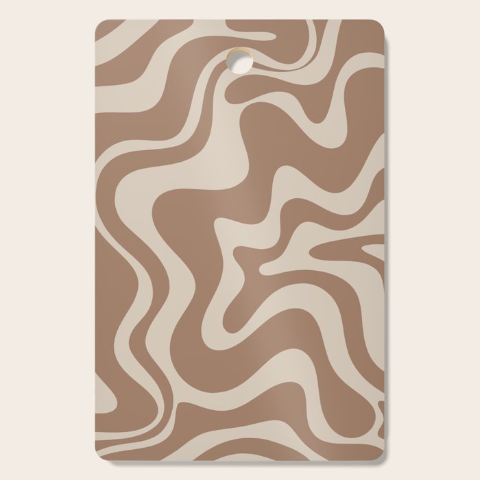 Liquid Swirl Contemporary Abstract Pattern in Chocolate Milk Brown and Beige Cutting Board Gallery Image 1