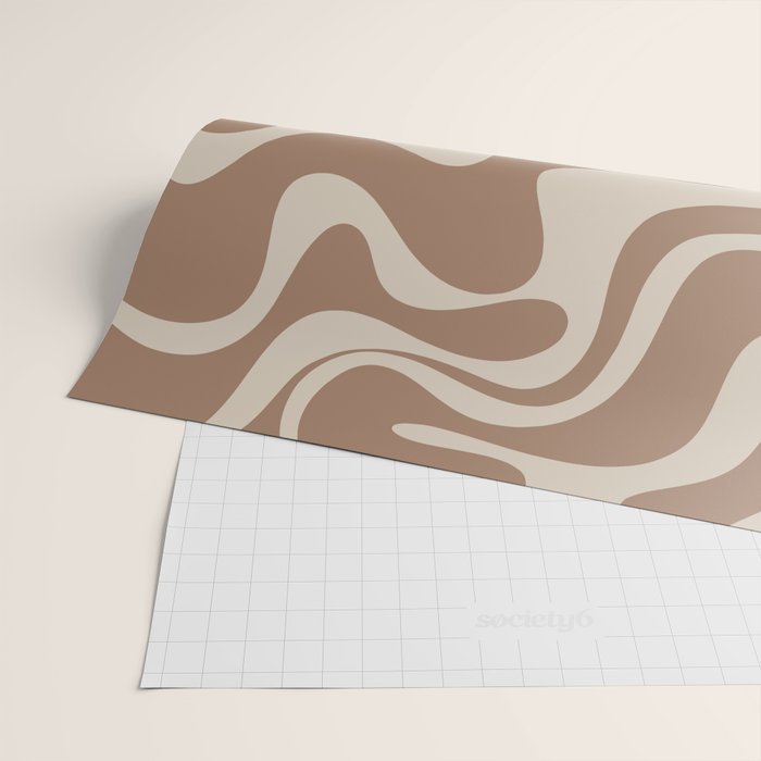 Liquid Swirl Contemporary Abstract Pattern in Chocolate Milk Brown and Beige Wrapping Paper Gallery Image 2