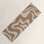 Liquid Swirl Contemporary Abstract Pattern in Chocolate Milk Brown and Beige Yoga Mat Gallery Image 1
