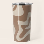 Liquid Swirl Contemporary Abstract Pattern in Chocolate Milk Brown and Beige Travel Mug Gallery Image 1
