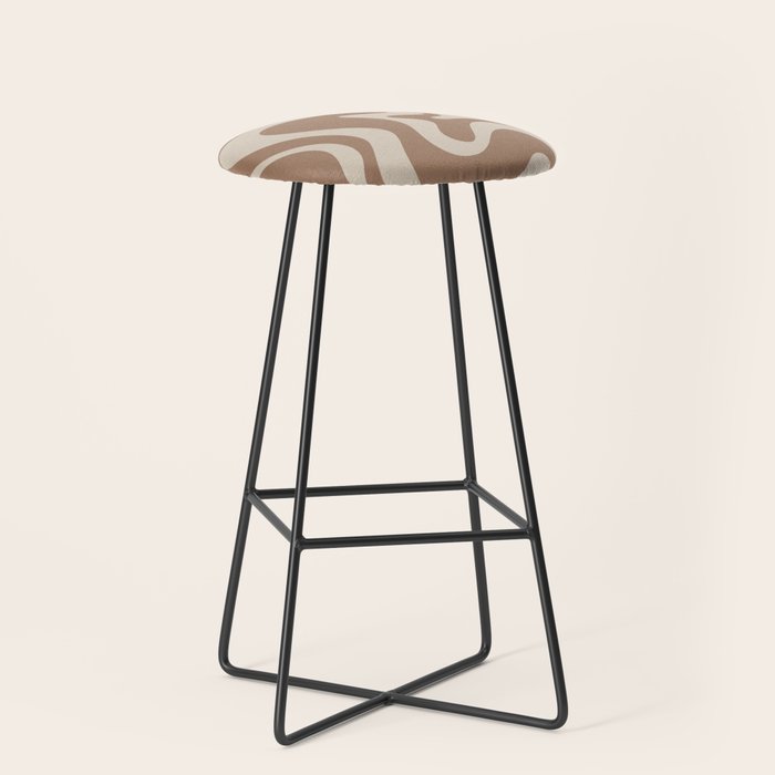 Liquid Swirl Contemporary Abstract Pattern in Chocolate Milk Brown and Beige Stool Gallery Image 1
