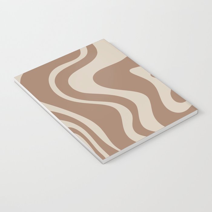 Liquid Swirl Contemporary Abstract Pattern in Chocolate Milk Brown and Beige Notebook Gallery Image 3