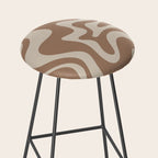 Liquid Swirl Contemporary Abstract Pattern in Chocolate Milk Brown and Beige Stool Gallery Image 2