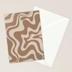 Liquid Swirl Contemporary Abstract Pattern in Chocolate Milk Brown and Beige Stationery Card Gallery Image 2
